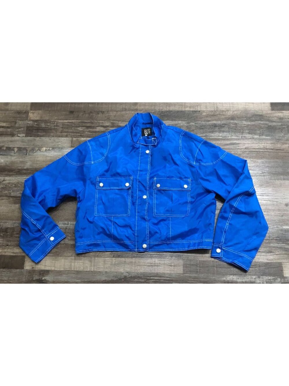 BDG Clarence Nylon Utility Moto Jacket Womens Medium Blue Urban Outfitters
